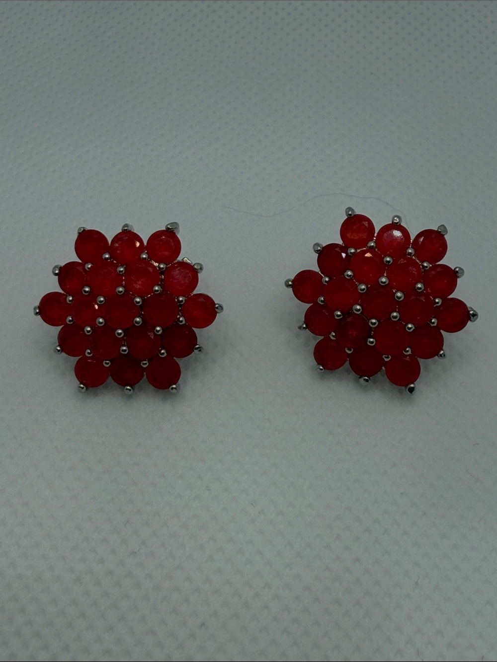 Red Floral Cluster Stud Earrings - Women Jewelry